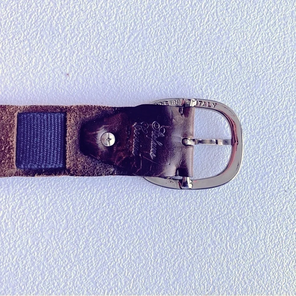 Stefano Corsini Blue Webbing Brown Leather Belt 34